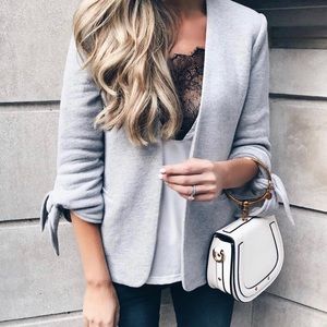 Tie Sleeve Knit Blazer (Olivia Moon)